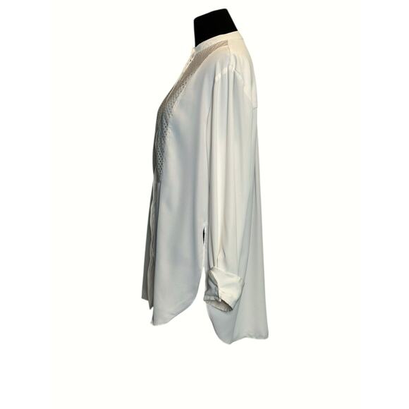 H&M white long sleeves hidden button tunic blouse size Small - Picture 10 of 16
